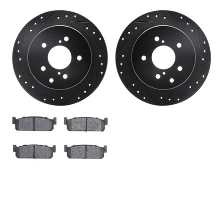 DYNAMIC FRICTION CO 8302-68005, Rotors-Drilled and Slotted-Black with 3000 Series Ceramic Brake Pads, Zinc Coated 8302-68005